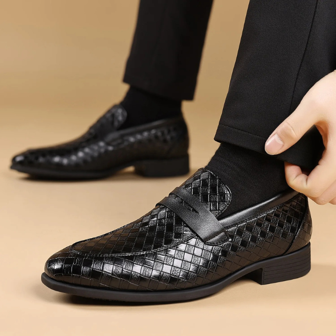 Woven Slip-On Loafers for Men with Polished Finish