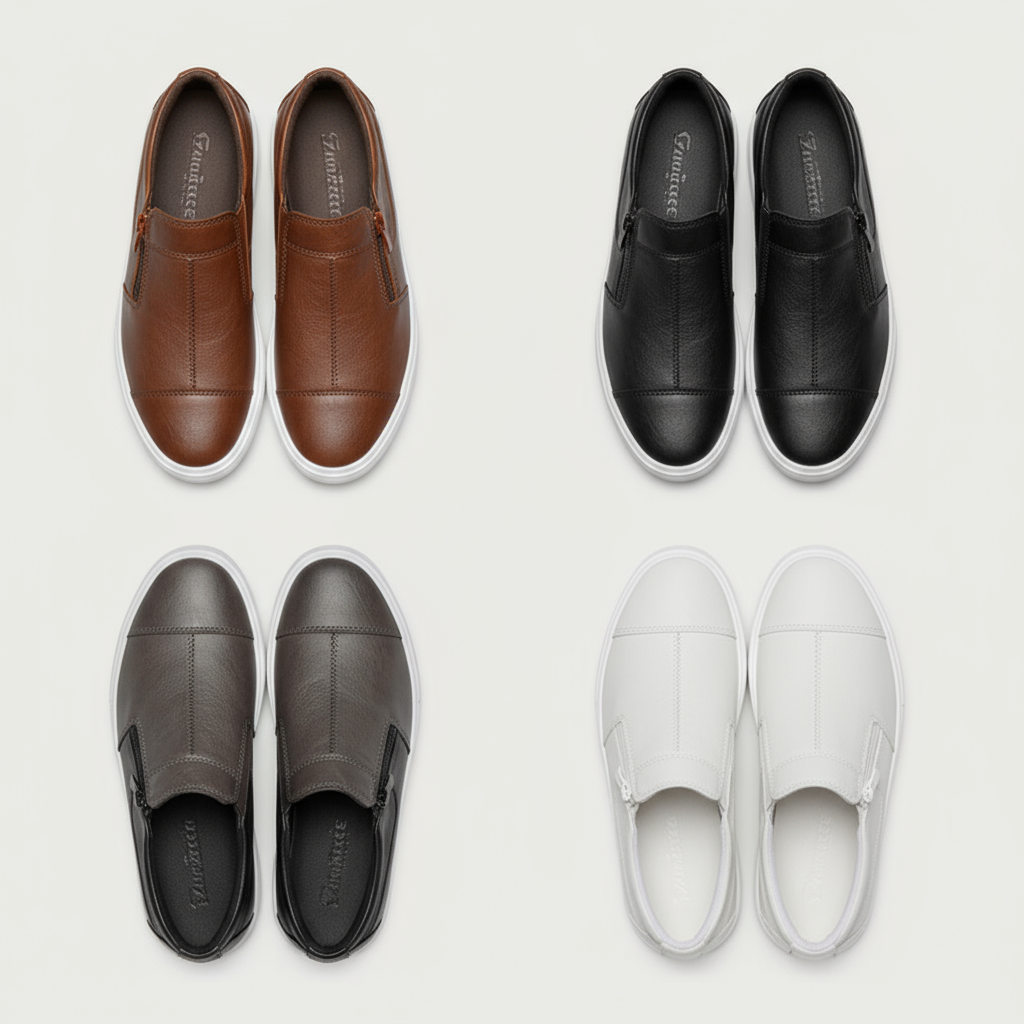 Men's Zipper Closure Casual Sneakers for All-Day Comfort