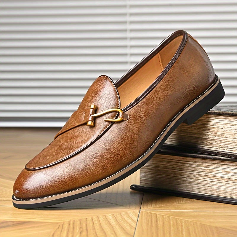 Premium Men's Slip-On Loafers with Metallic Detail