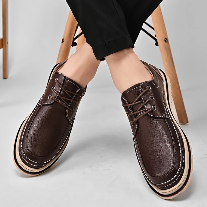 Men's Moc-Toe Derby Shoes in Black and Dark Brown