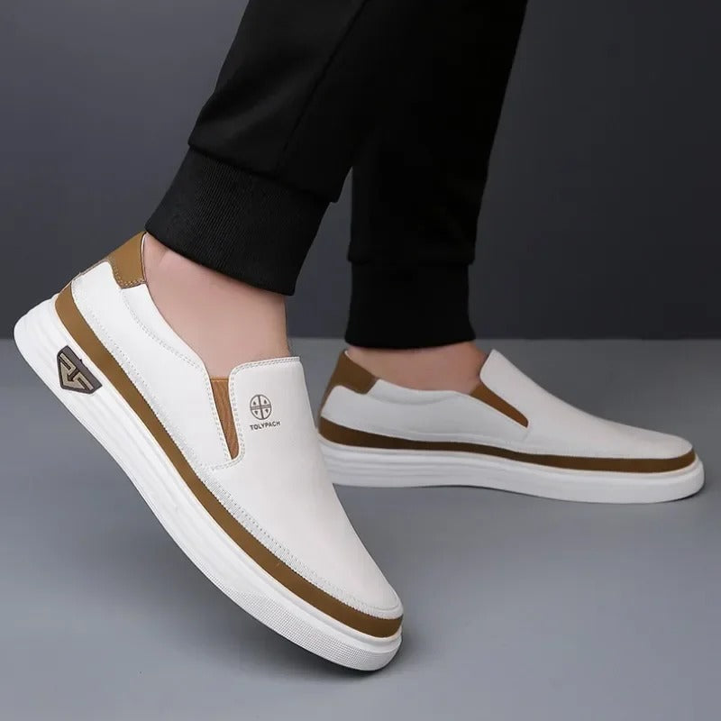 Men's Slip-On Shoes with Padded Comfort - Classic Black and White Options