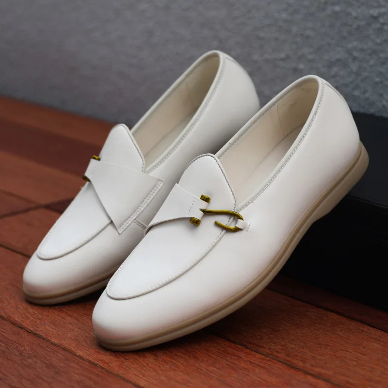 Men's Elegant Slip-On Loafers with Gold Bit Detail
