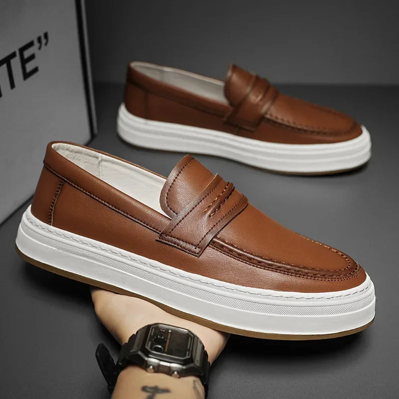 Men's Penny Loafers with Chunky Sole and Cushioned Comfort