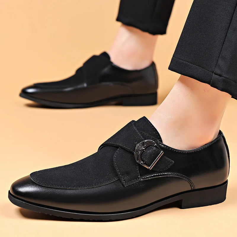 Men's Leather Monk Strap Dress Shoes - Classic Style