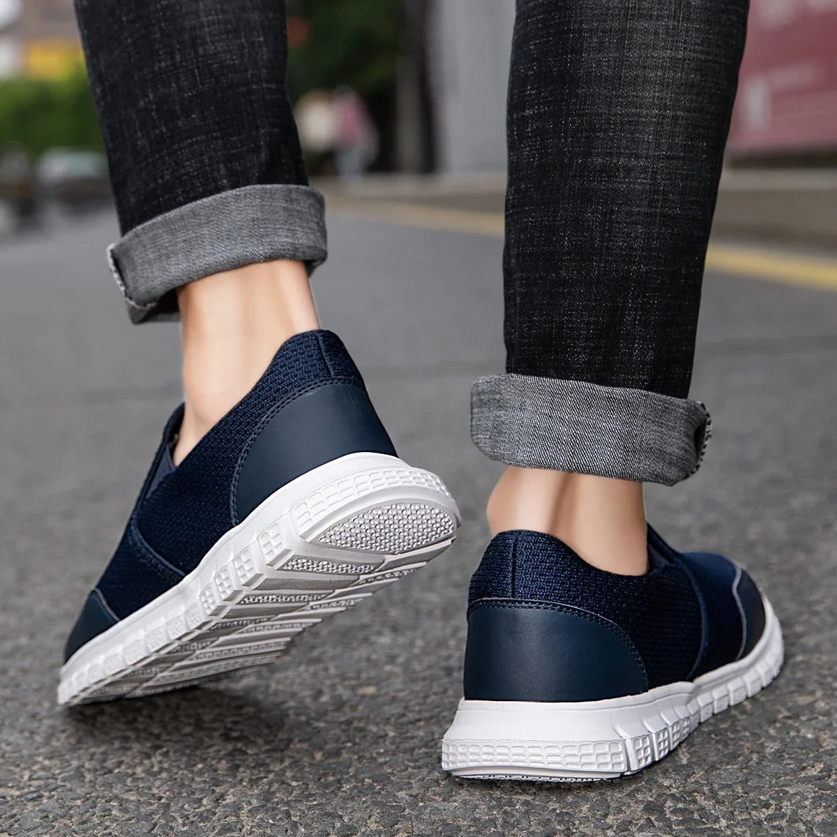 Men's Breathable Knit Slip-On Loafers with Cushioned Sole