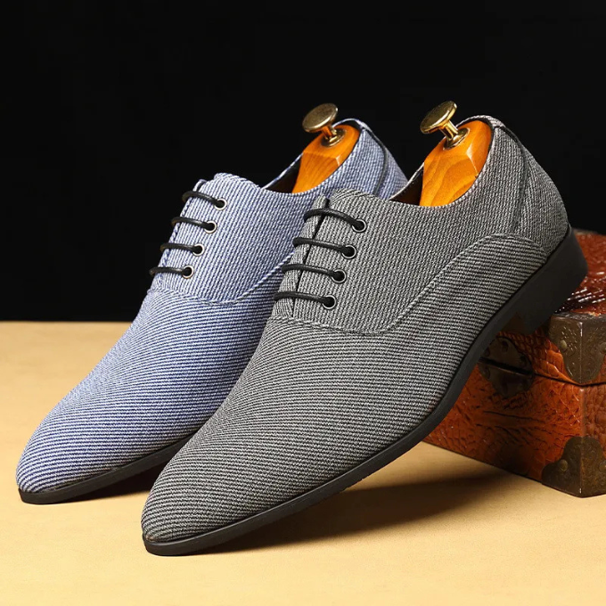 Woven Derby Shoes for Men in Gray and Blue