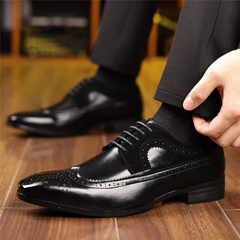 Men's Premium Polished Brogue Oxford Dress Shoes