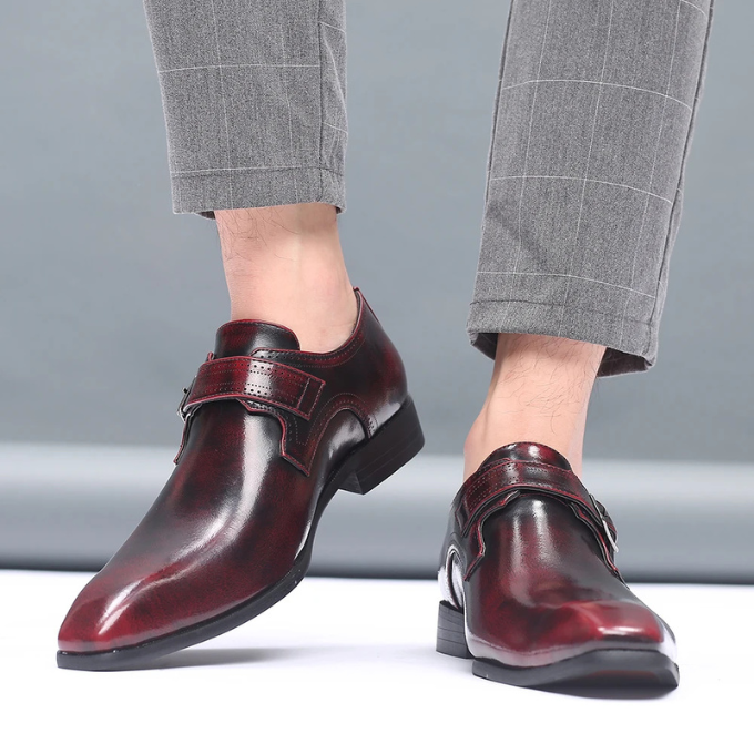 Luxury Burnished Monk Strap Dress Shoes for Men