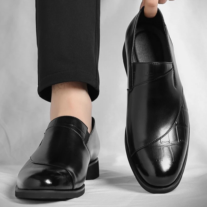 Men's High-Gloss Slip-On Loafers with European Style