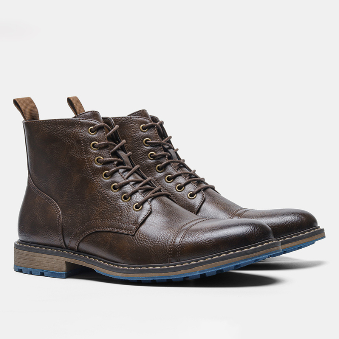 Men's Casual Premium Leather Boots with Side Zipper