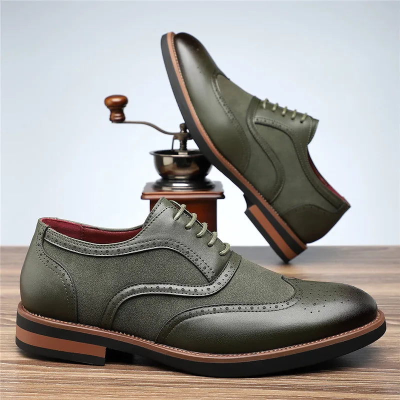 Two-Tone Wingtip Brogue Oxfords for Men