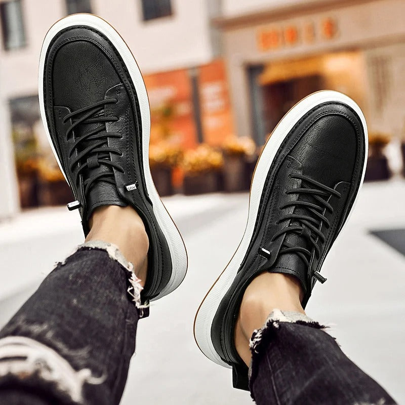 Men's Premium Urban Classic Sneakers - Comfortable Casual Footwear in Black and Dark Brown
