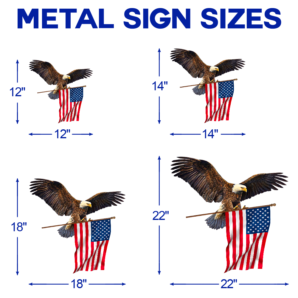 Eagle American Flag Metal Wall Sign 12-22 Inch