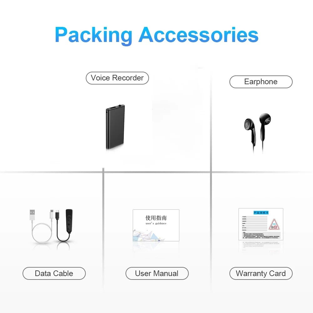 Compact Voice Recorder with 384Kbps Sound Quality and 50-Hour Battery Life