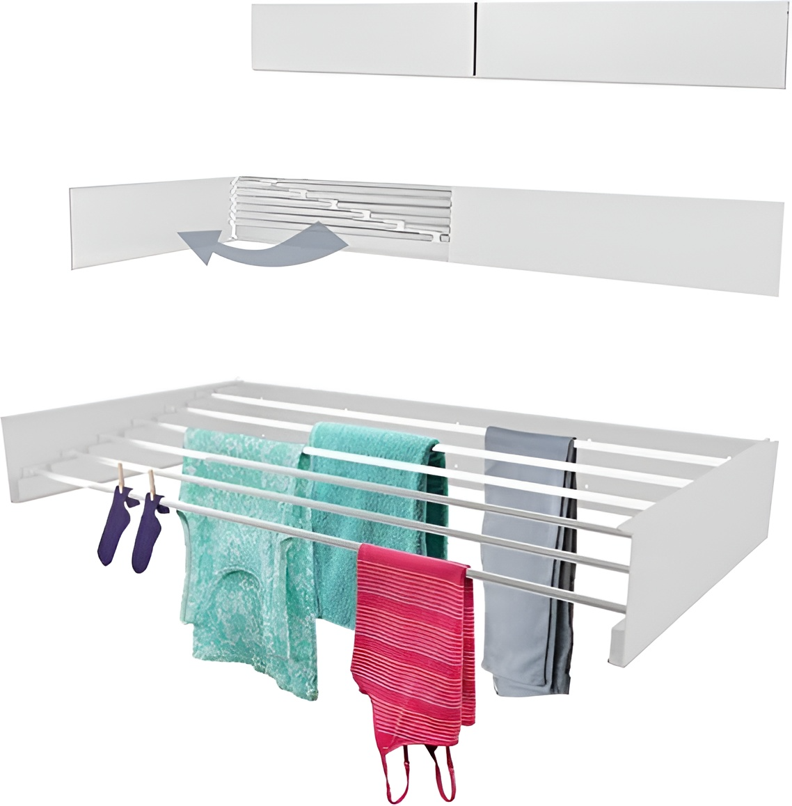 Collapsible Wall-Mounted Drying Rack for Indoor and Outdoor Use