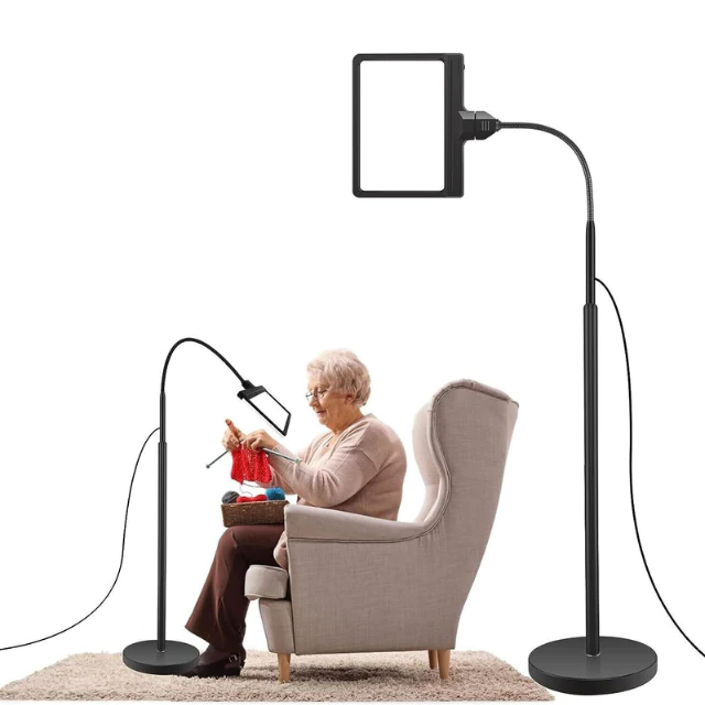 5X LED Magnifying Glass Floor Lamp with Adjustable Gooseneck