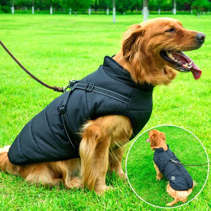 Waterproof Sherpa-Fleece Winter Dog Jacket with Built-in Harness