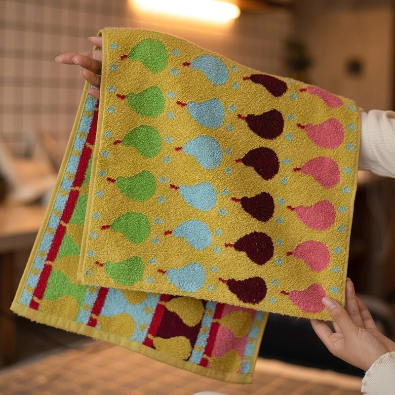 Soft Organic Cotton Children's Towel with Pear Motif