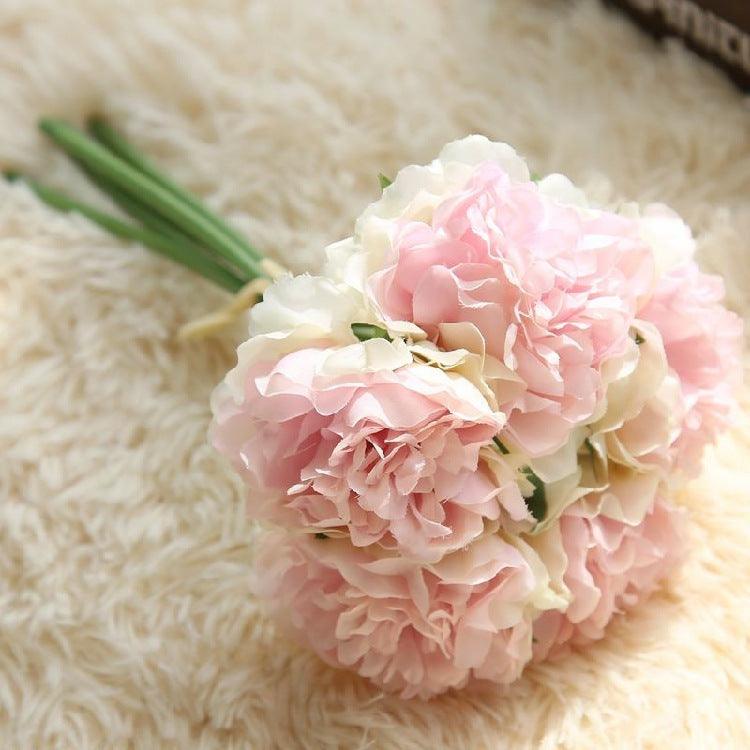 Silk Peony Flower Bundle - 5 Faux Hydrangea Heads
