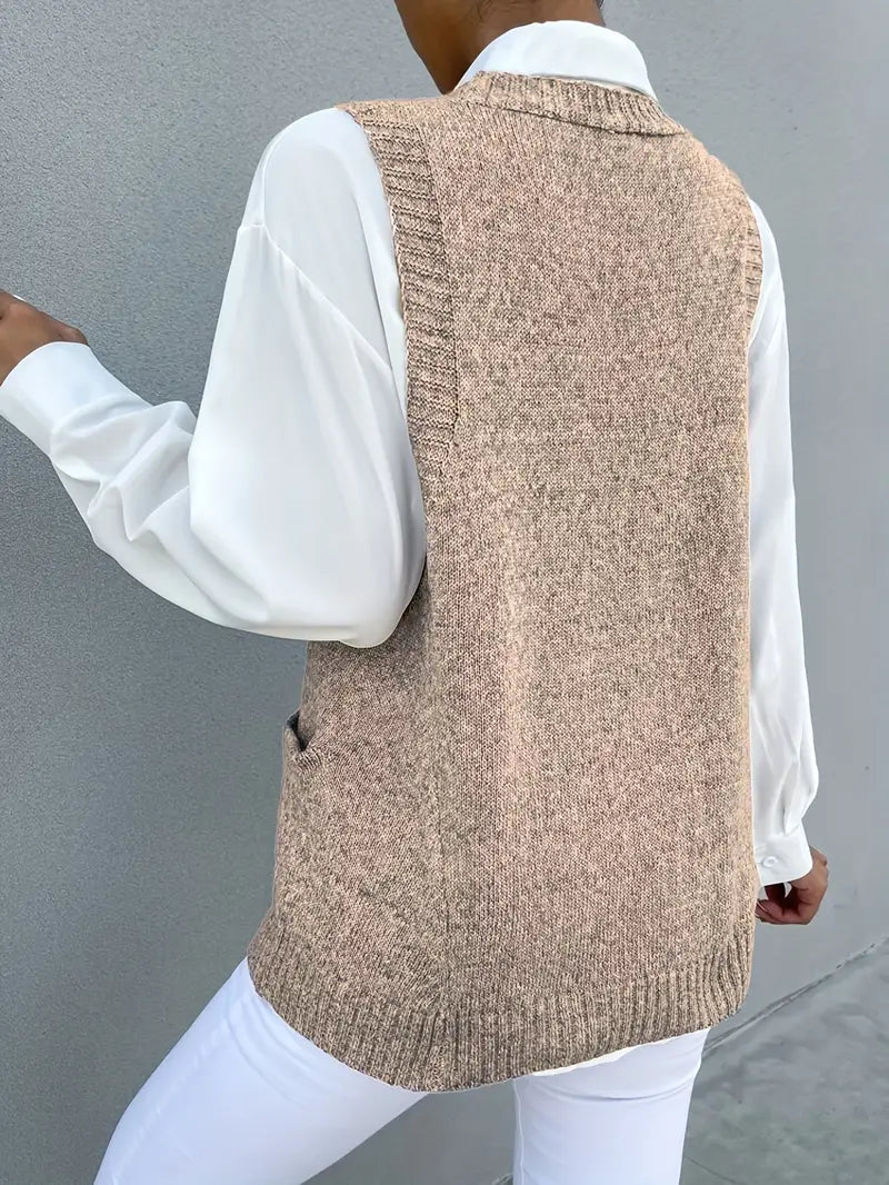 Elegant Sleeveless V-Neck Pullover Top