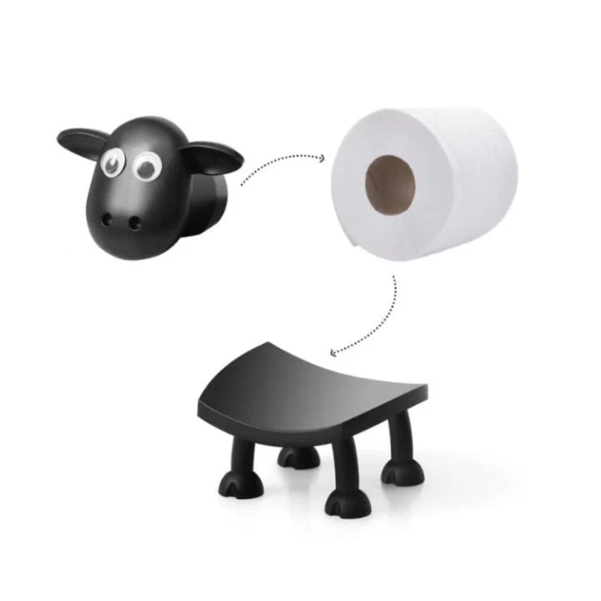 Playful Sheep Toilet Paper Holder with Self-Supporting Design