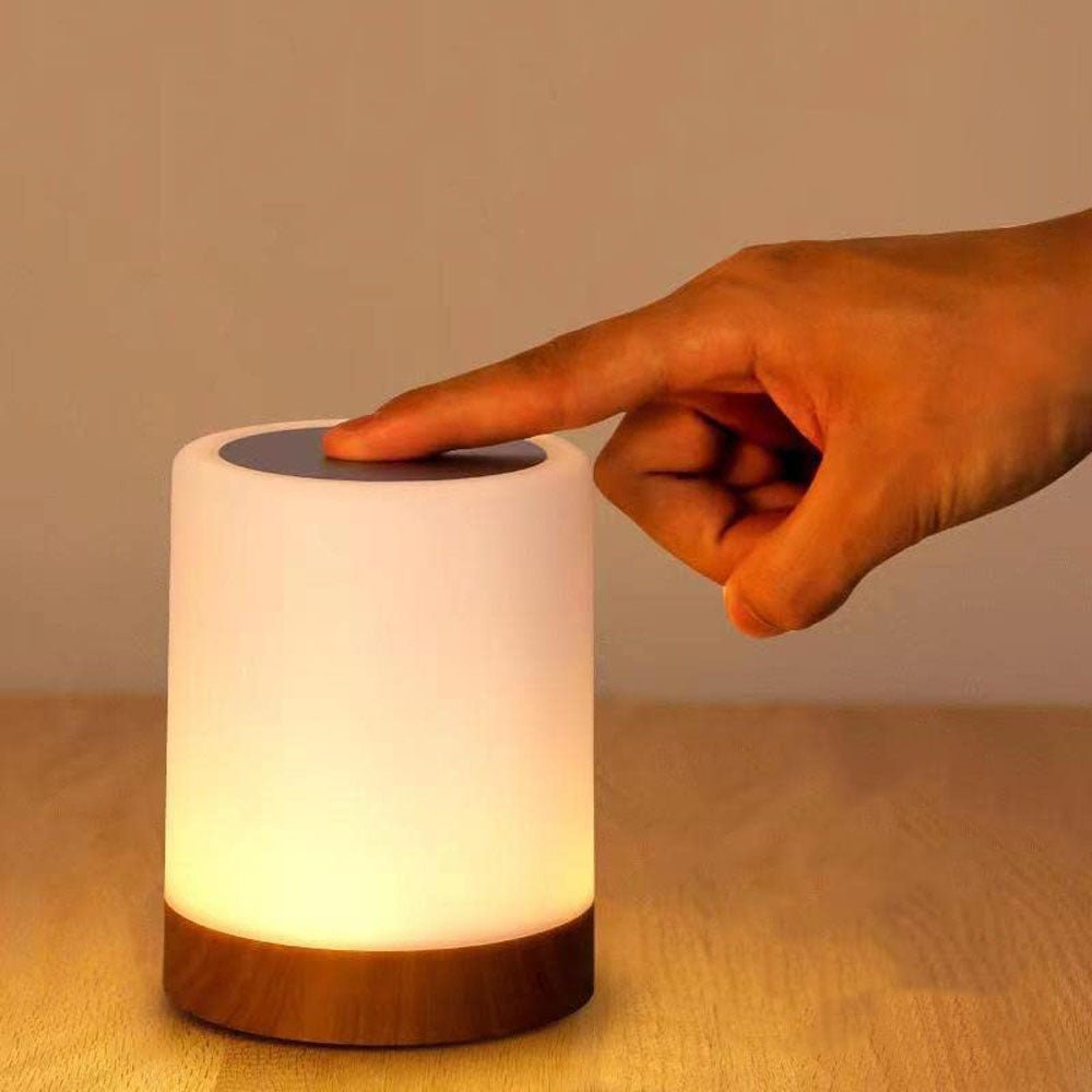 LED Touch Control Table Lamp with Wooden Base