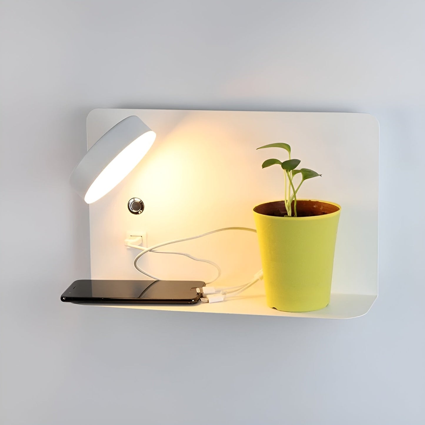 Rechargeable USB Wall Lamp with LED Lighting and Aluminum Finish