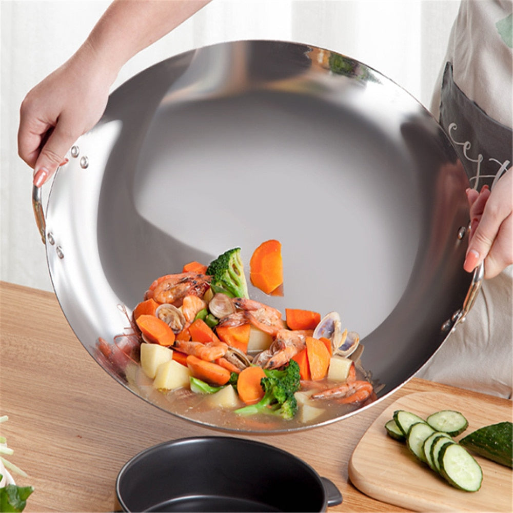 Stainless Steel Wok - Eco-Friendly Cooking Tool in 4 Sizes