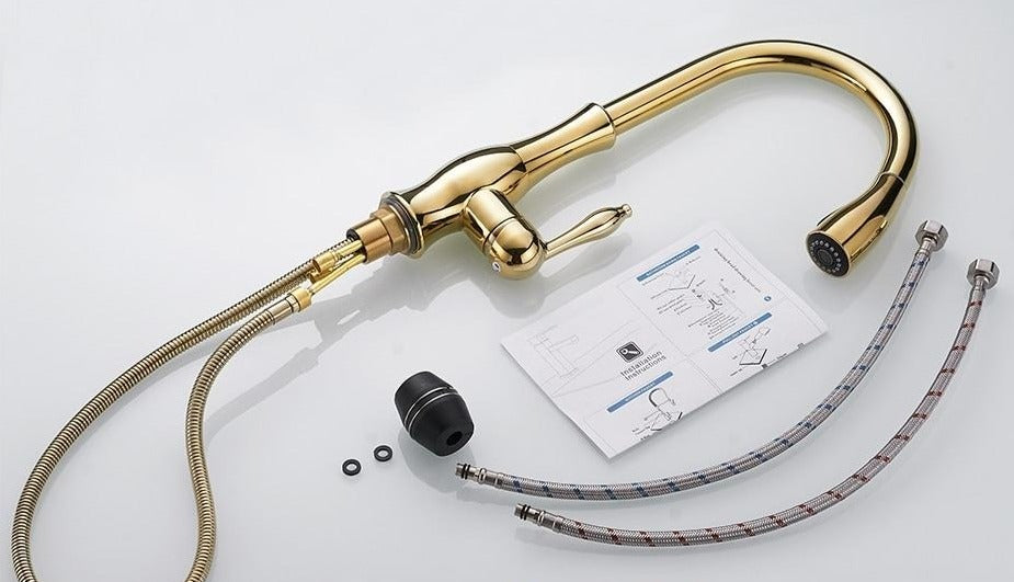 Retractable Pull-Out Kitchen Faucet with Single Lever Handle