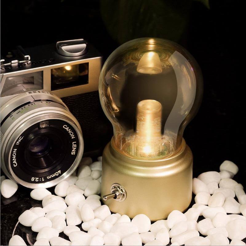 Vintage Rechargeable LED Table Lamp with Glass Finish