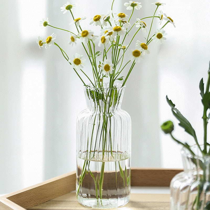 Textured Petal Glass Vase - Elegant Home Decor Accent