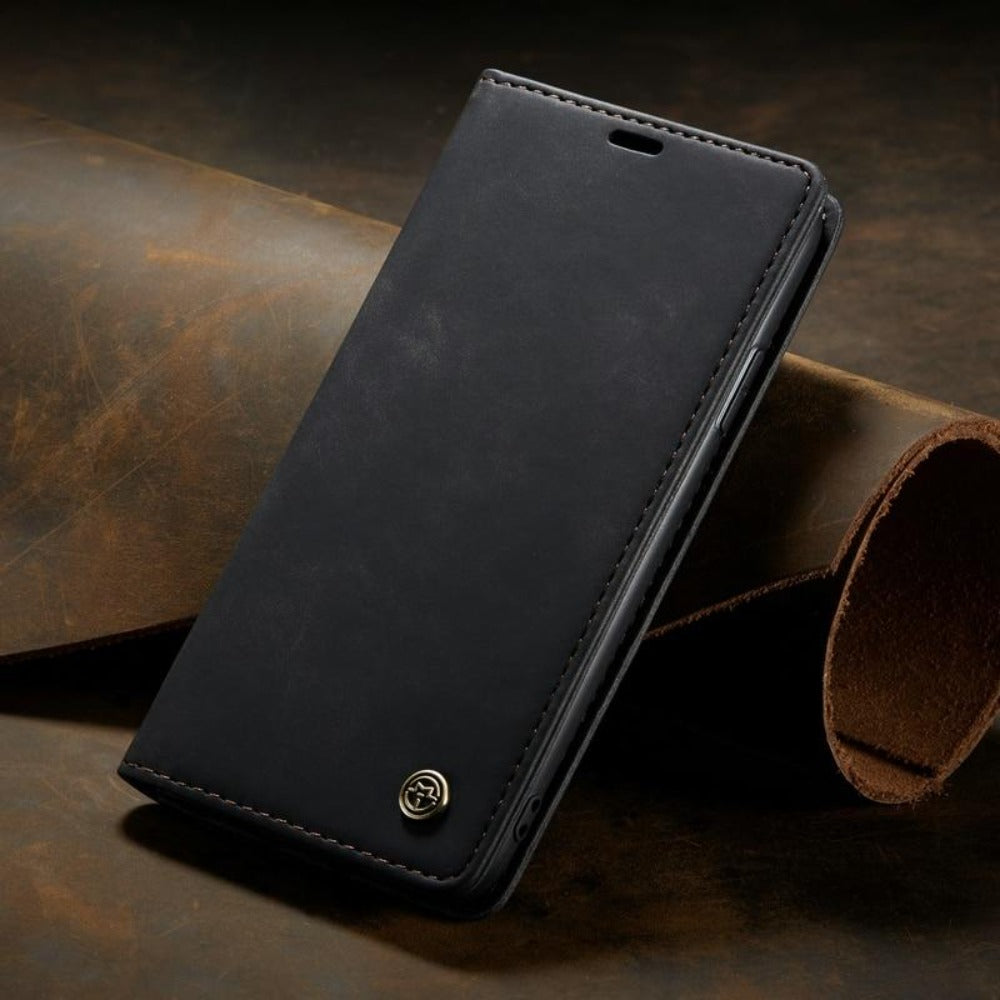 Vegan Leather Magnetic Flip Wallet Case for iPhone 15 Series