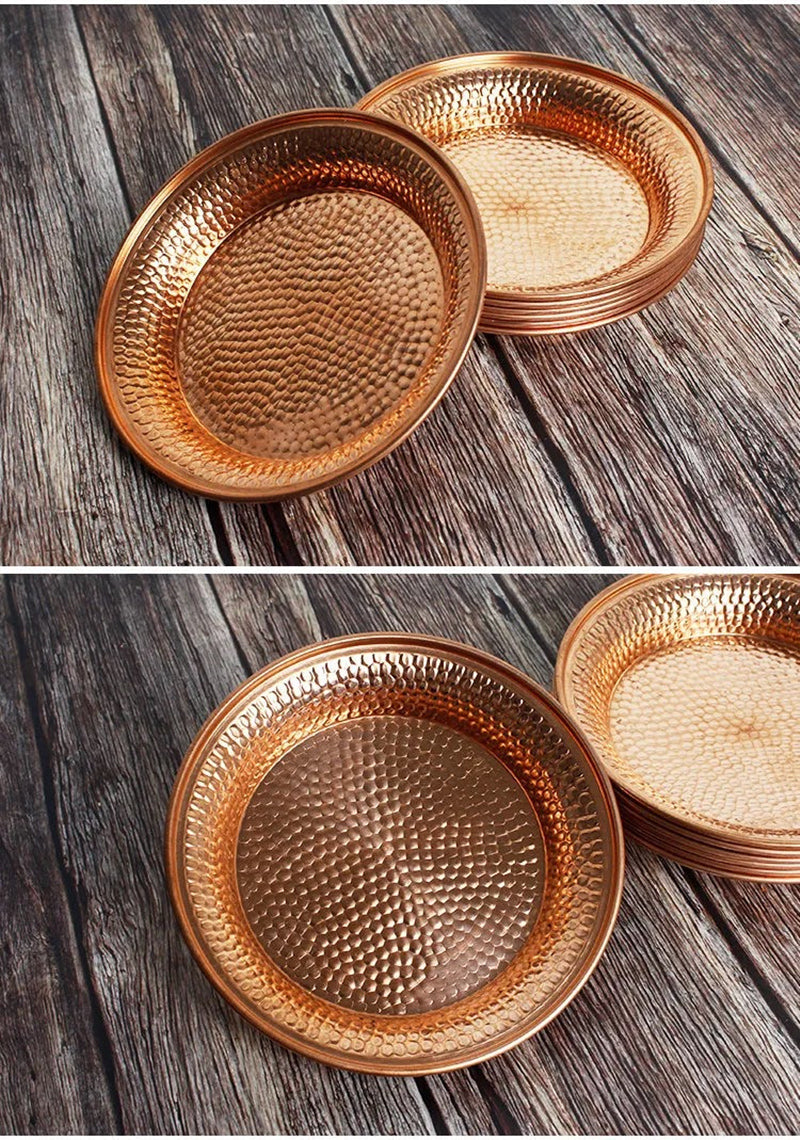 Sacred Healing Copper Plate Set - Trio of Antibacterial Wellness Plates