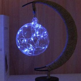 Half Moon LED Glass Globe Lamp with Jute Base