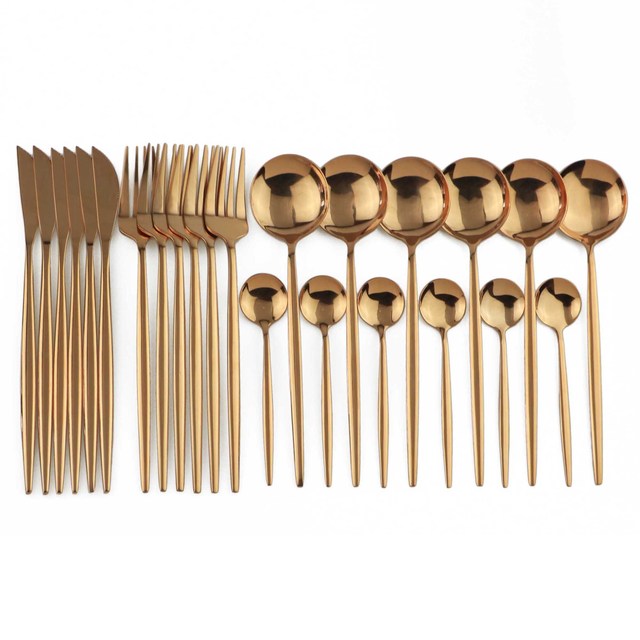 24-Piece Stainless Steel Cutlery Set with Glossy Finish