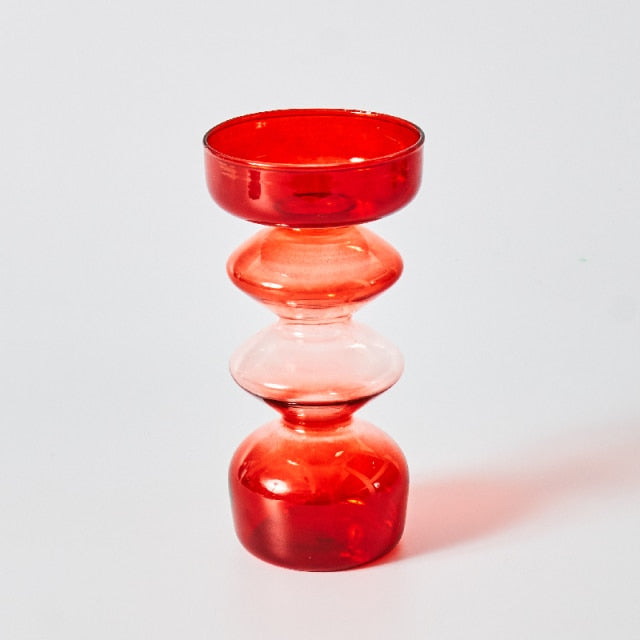 Cherry Red Borosilicate Glass Tealight Holder and Vase