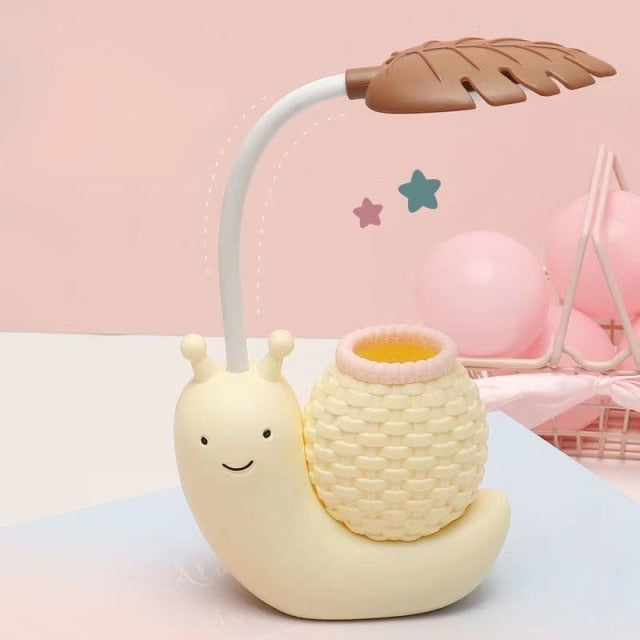 Snail Desk Lamp with Pencil Holder - LED Resin Light