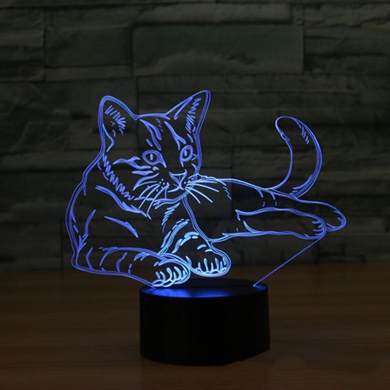3D Color Changing Cat Night Light