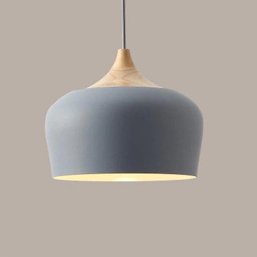 Pastel Metal and Wood Pendant Light with Adjustable Cord