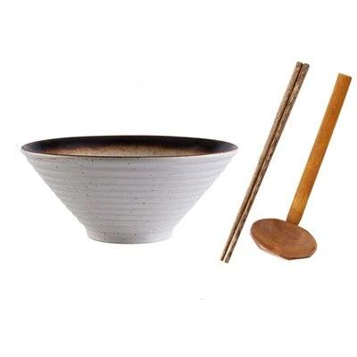 Japanese Ceramic Ramen Bowl Set with Chopsticks and Spoon, 3 Colors