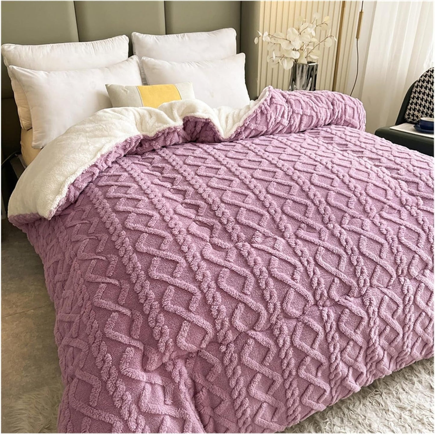 Reversible Thick Sherpa Fleece Blanket