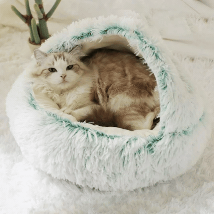 Plush Semi-Enclosed Cat Bed for Cozy Security