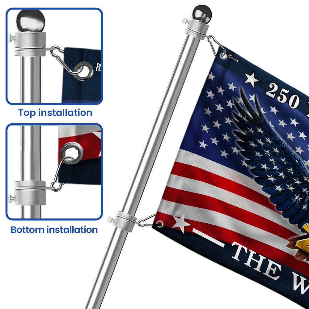 Custom American Flag with Grommets - Personalized 250 Years of Freedom Canvas Flag