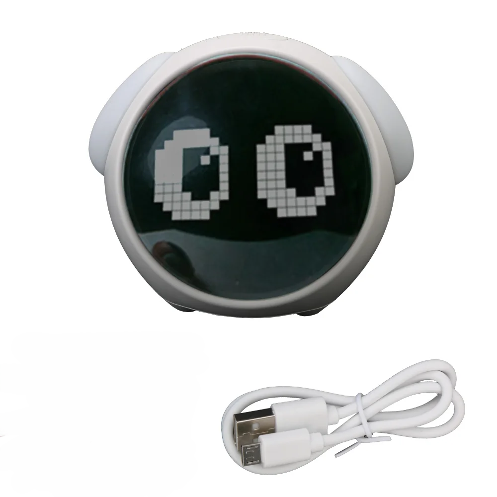 Cute Expression Night Light Alarm Clock with Snooze and Voice Activation
