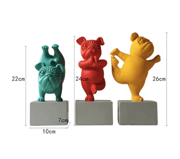 Resin Abstract Bulldog Yoga Figurine