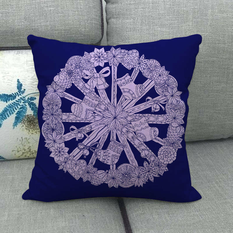 18" Merry Xmas Holiday Throw Pillow Cover - Cotton Linen, Stain-Resistant