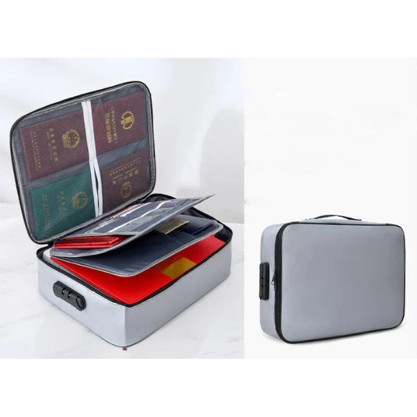 Fireproof Water-Resistant Document Organizer with Zipper and Handle