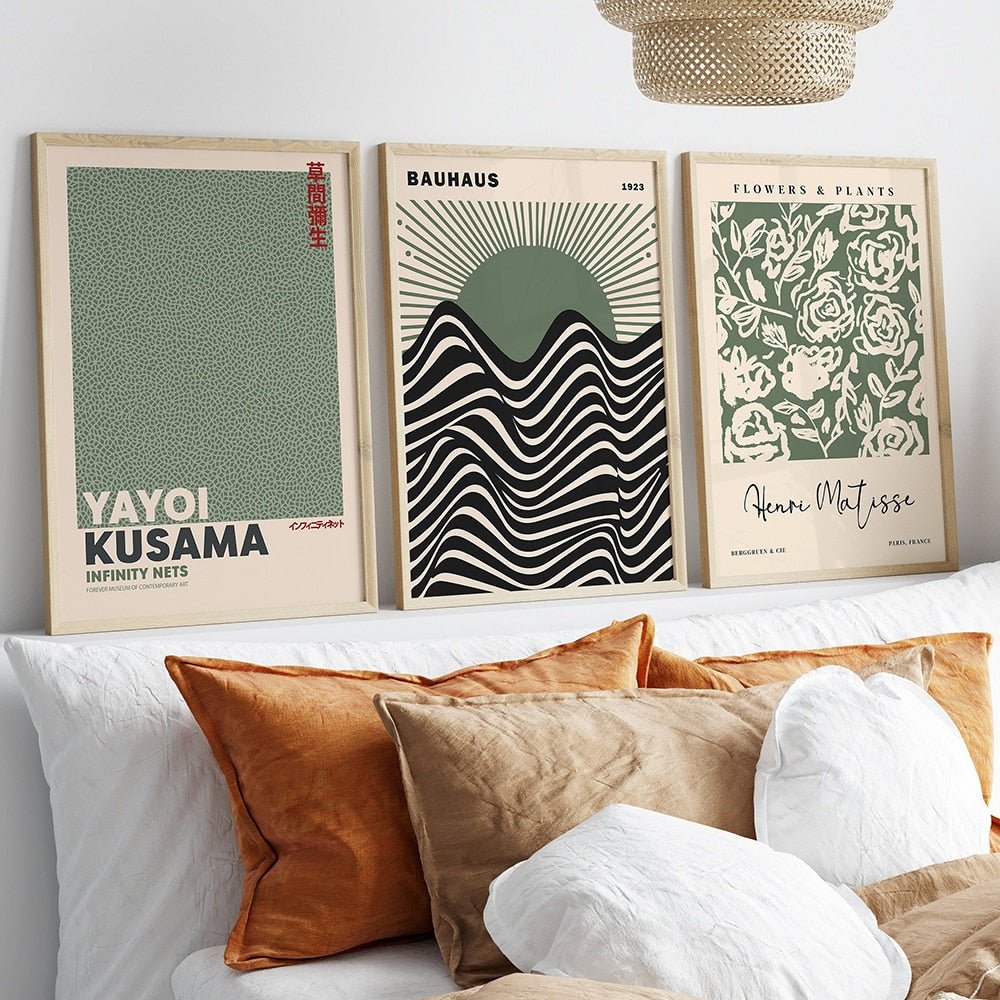 Sage Green Matisse Yayoi Kusama Canvas Print