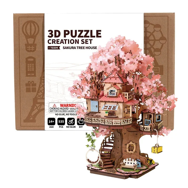 DIY Sakura Tree House Kit - No Glue Needed