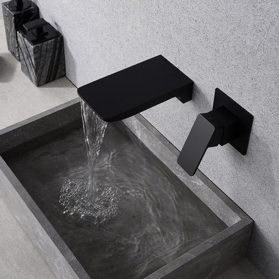Touchless Wall-Mounted Waterfall Faucet in Black or Chrome